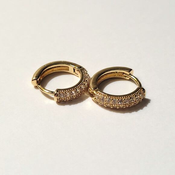 Gold Plated Huggie Earrings - Picture 2 of 10